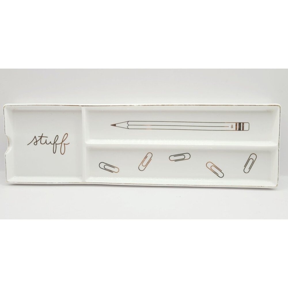 Rosanna Ceramic Stuff Pencil Paper Clip Tray Organizer Collectible Glam Trinket
